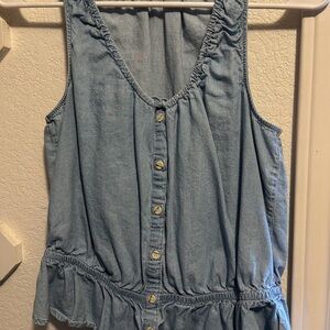 SHEIN Blue Ruched Peplum Tank Top